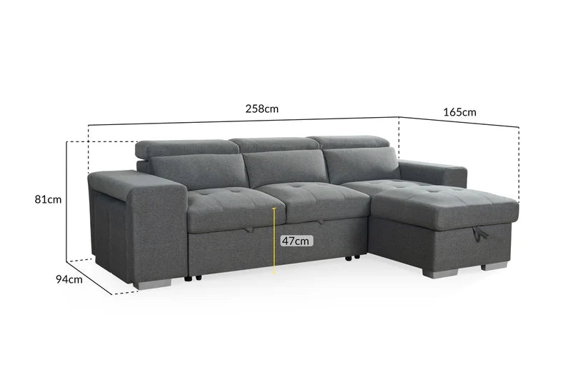 Artemis Sofabed Grey Universal Corner 5 seater Sofa