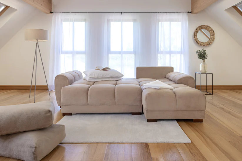Azzuro Range In Mocha, Cream or Grey, Footstool, 2, 3 and Corner Sofas