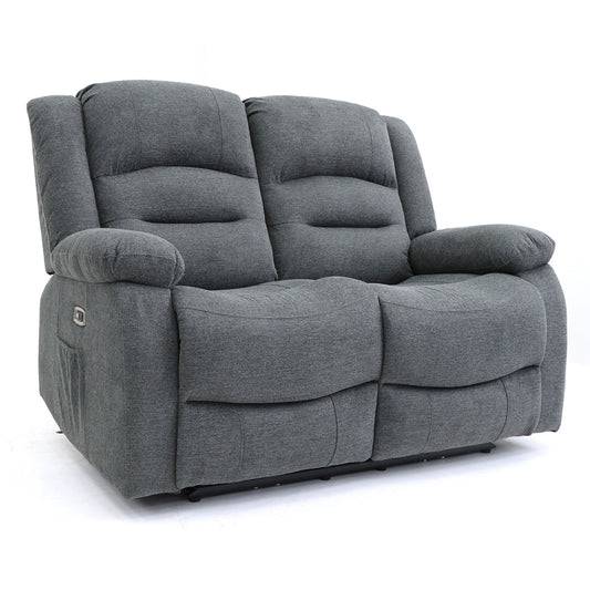 Alva Electric Recliner Fabric Sofa Graphite 1, 2 or 3 Seater