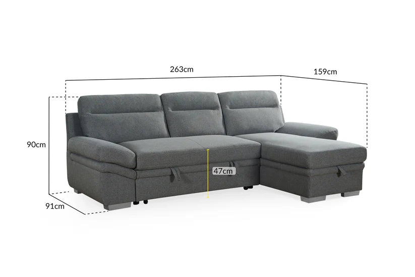 Astra Sofabed Grey Universal Corner Sofa