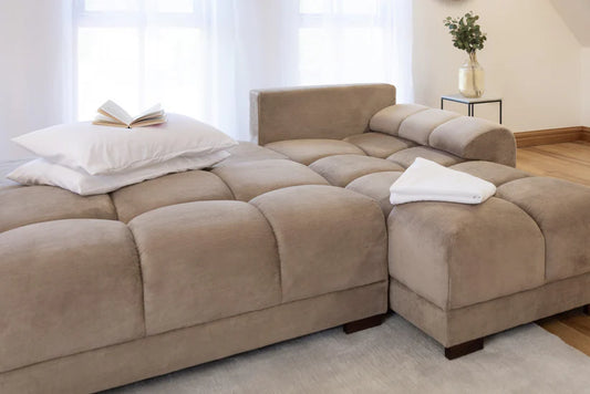 Azzuro Range In Mocha, Cream or Grey, Footstool, 2, 3 and Corner Sofas