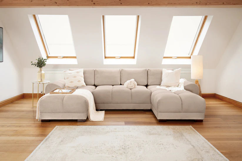 Azzuro Range In Mocha, Cream or Grey, Footstool, 2, 3 and Corner Sofas