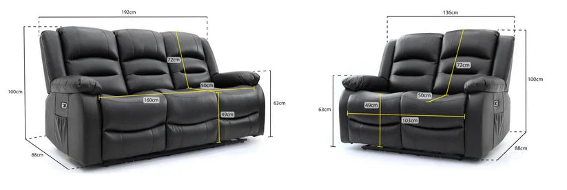 Alva Electric Recliner 1, 2 or 3 Seater USB and Cup Holder